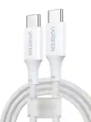 Белый кабель UGREEN US557 (15267) USB-C to USB-C PD Fast Charging Data Cable. Длина: 1м.