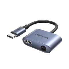 Адаптер UGREEN CM231 (60164) USB-C to 3.5mm Audio Adapter with PD. Цвет: серый
