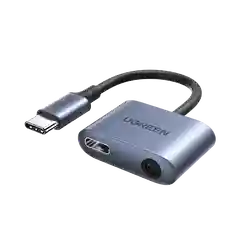 Адаптер UGREEN CM231 (60164) USB-C to 3.5mm Audio Adapter with PD. Цвет: серый