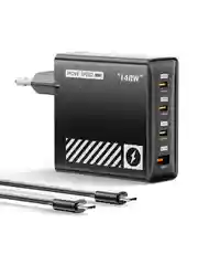 Сетевое зарядное устройство Movespeed 3xType-C+1xUSB- A 140W PD2.0 QC3.0 (AC140) EU Black