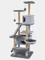 Когтеточка домик PetTails разборный, 8-ми уровн., 2 гамака, 77х90хh163см