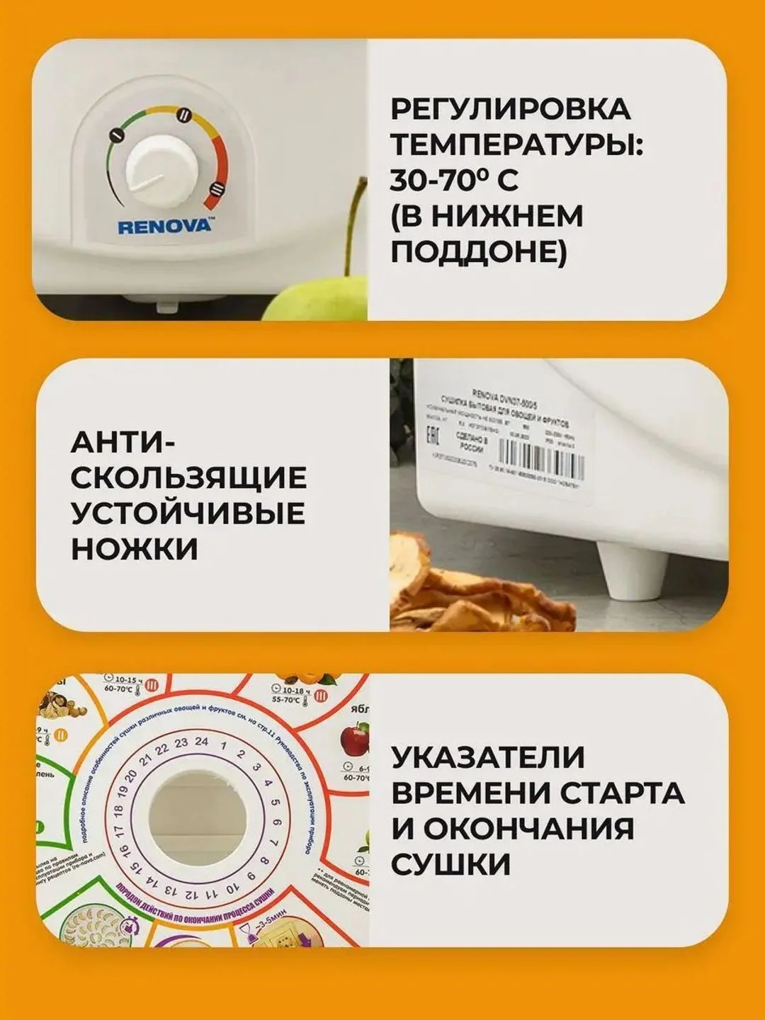 Белый сушилка для овощей и фруктов Renova DVN37-500/5