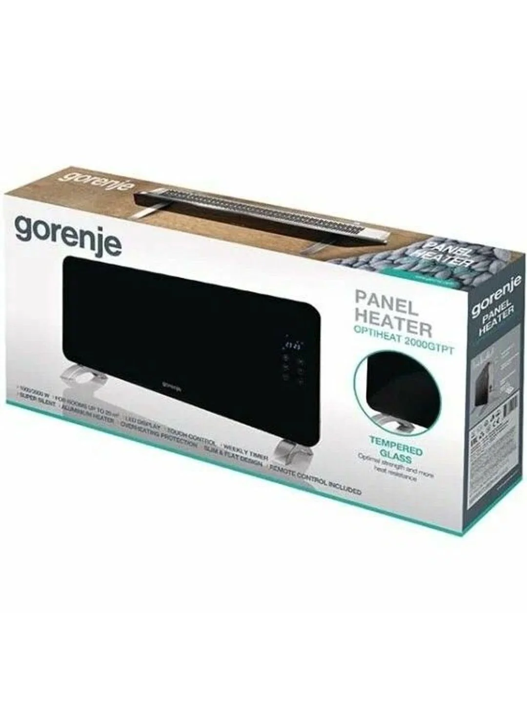 Черный конвектор электрический Gorenje Optiheat 2000GTPT, 2000 Вт, 3 режима, пульт ДУ, черный