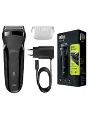 Черный мужская электробритва Braun Series 3 300s Black с быстрой зарядкой и 3 режущими элементами