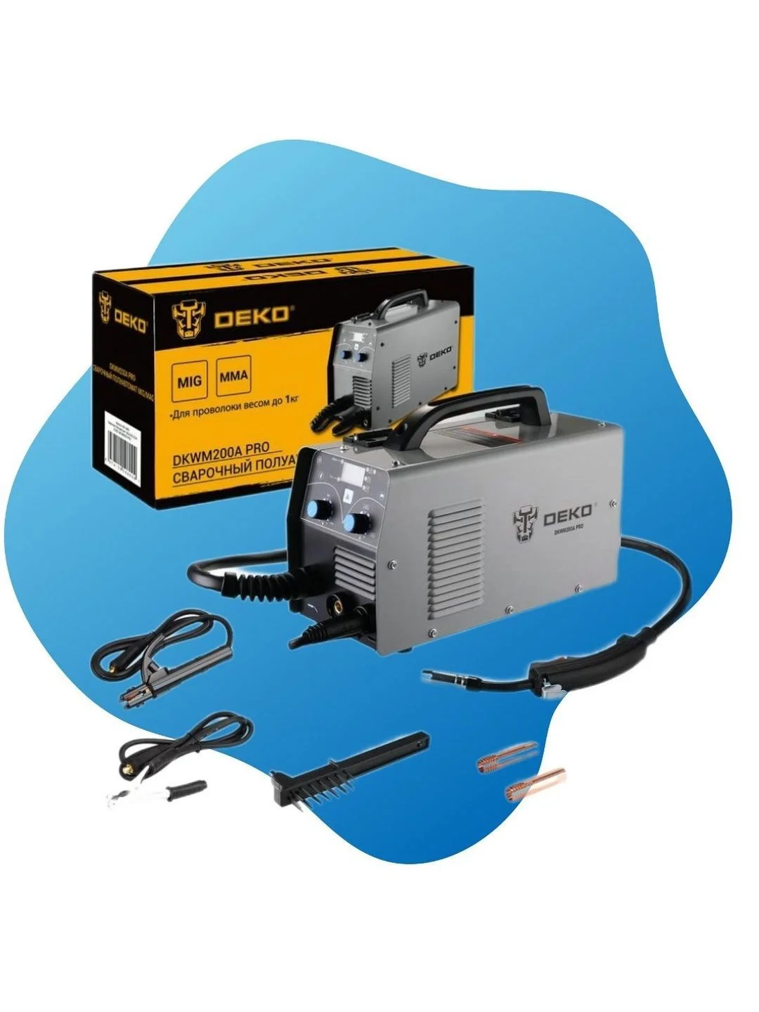 Сварочный полуавтомат инверторный, Deko DKWM200A PRO 051-4686, MIG/MAG ...