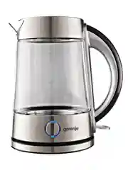 Серебряный чайник электрический Gorenje K17G, 2200 Вт, 1.7л, стеклянный корпус, серебристый