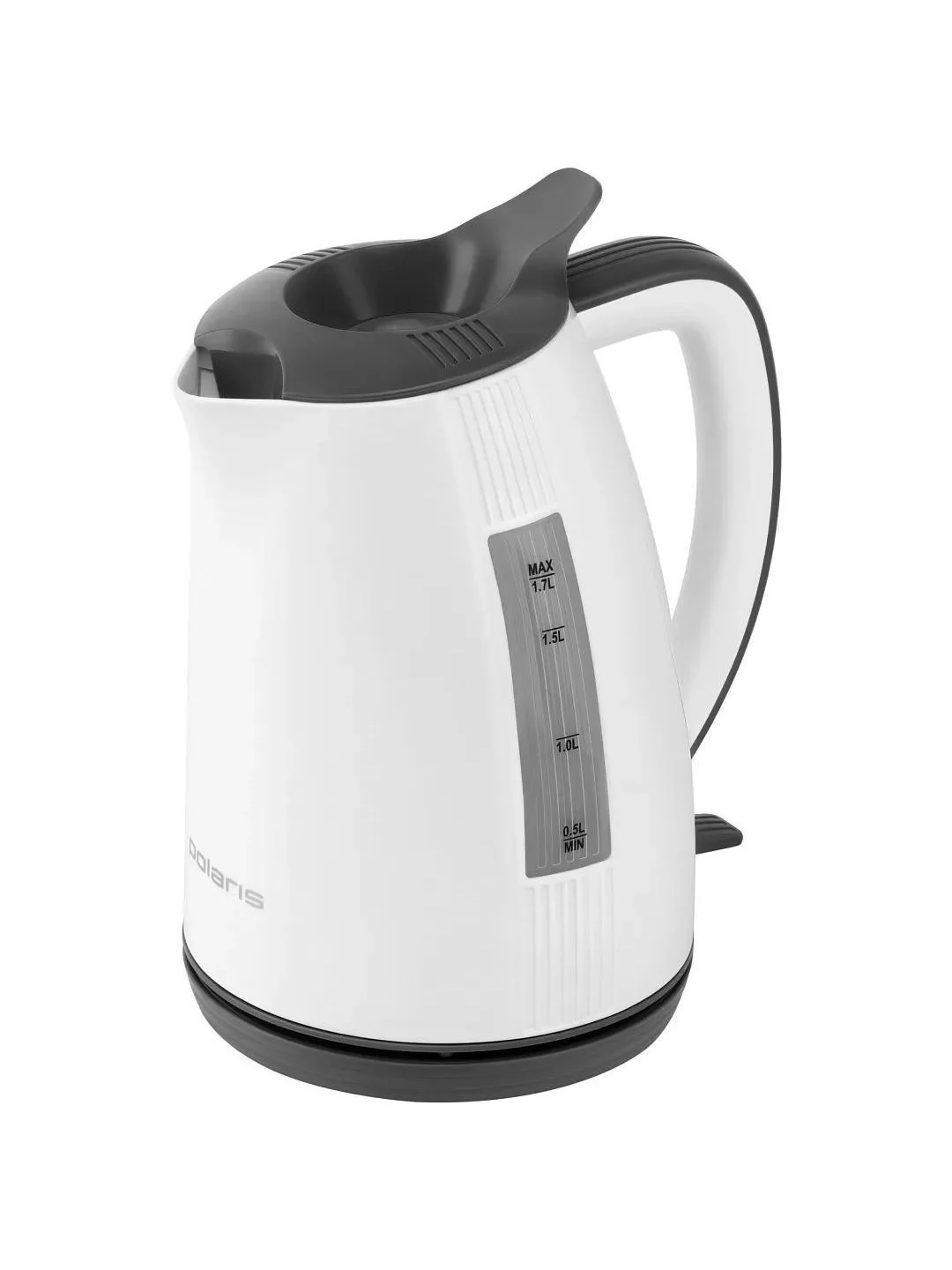 Белый чайник электрический Polaris PWK 1708C Water Way Pro, 2200 Вт, 1.7 л, белый/серый