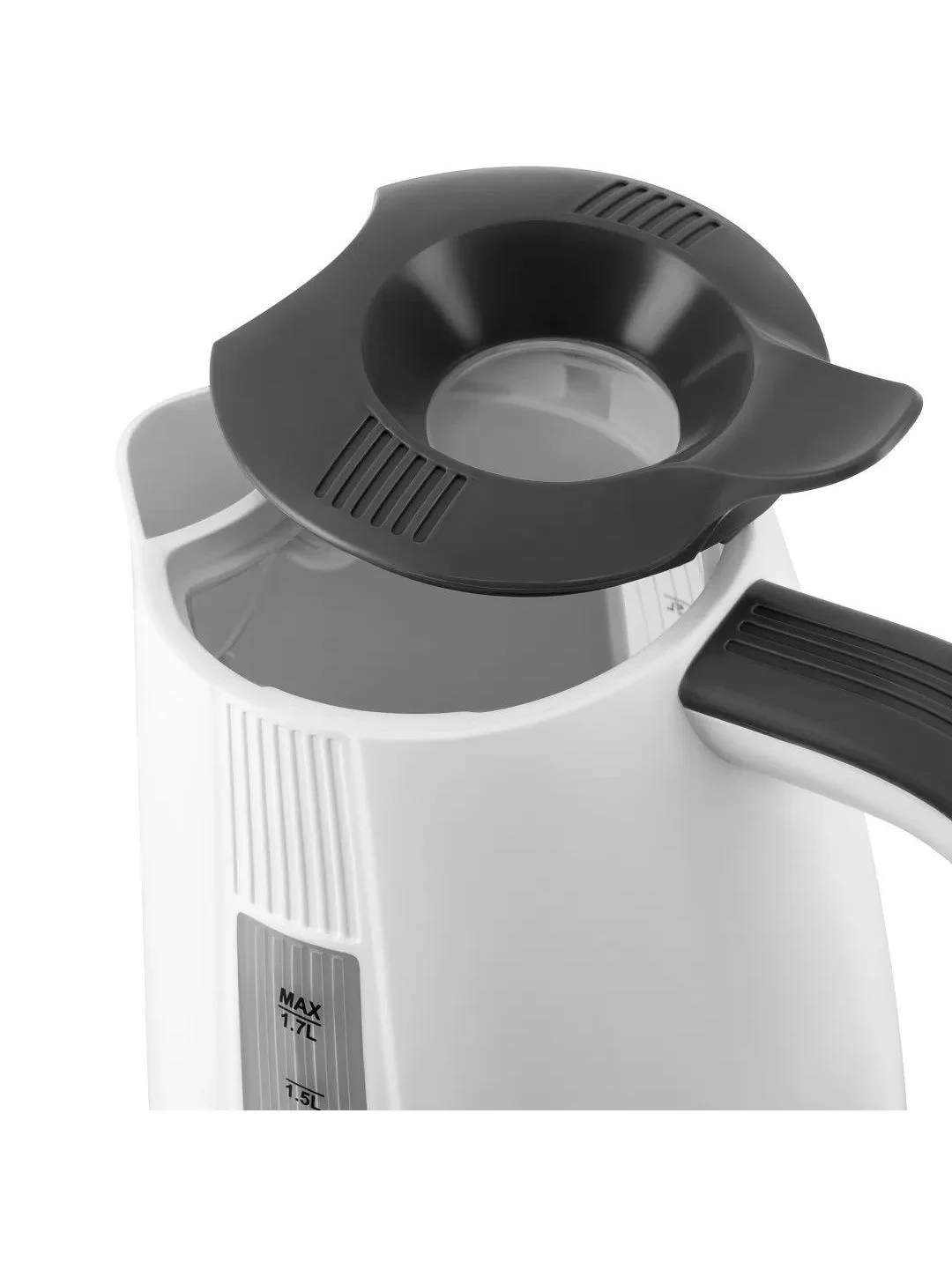 Белый чайник электрический Polaris PWK 1708C Water Way Pro, 2200 Вт, 1.7 л, белый/серый