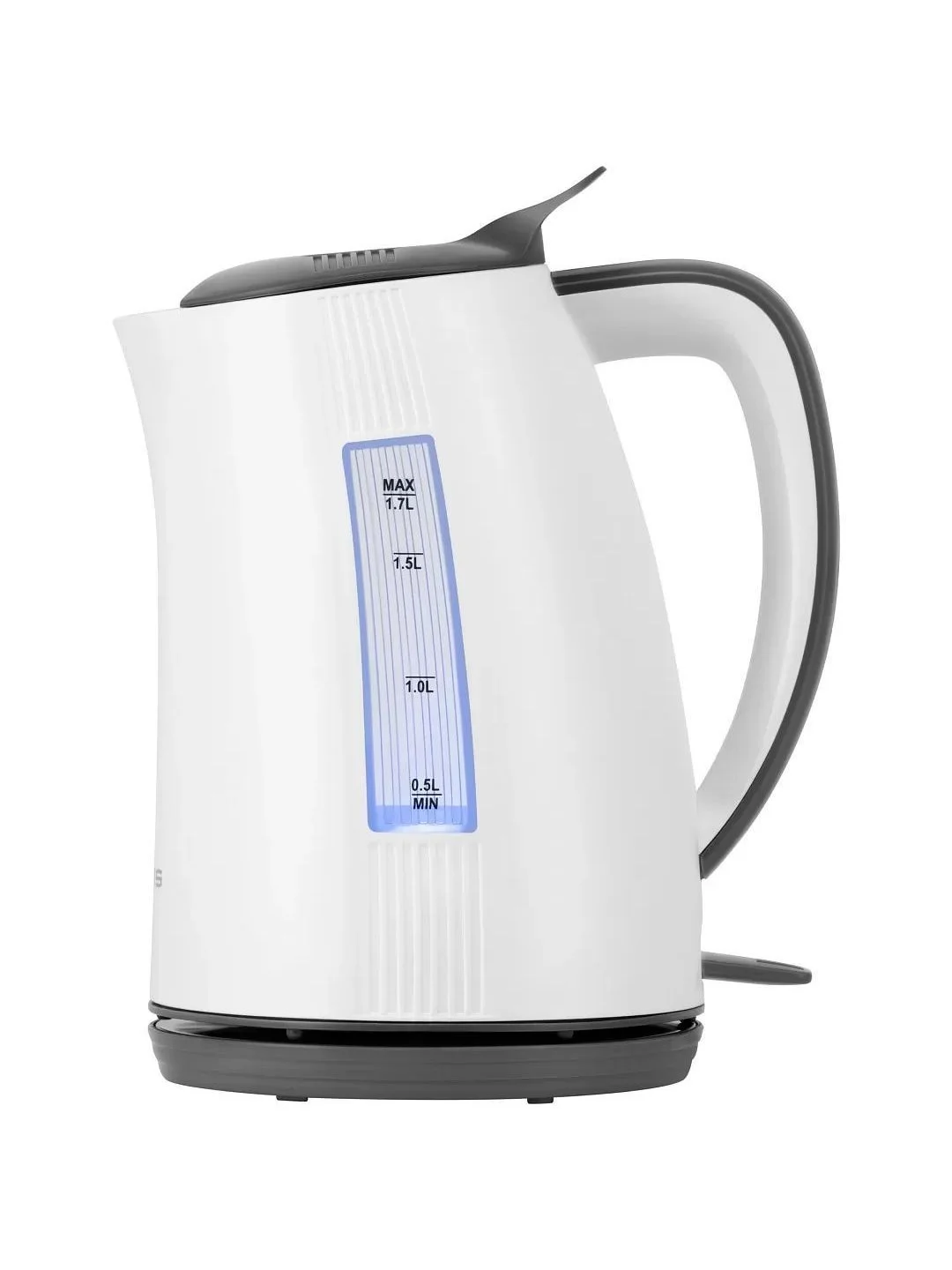 Белый чайник электрический Polaris PWK 1708C Water Way Pro, 2200 Вт, 1.7 л, белый/серый