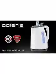 Белый чайник электрический Polaris PWK 1708C Water Way Pro, 2200 Вт, 1.7 л, белый/серый