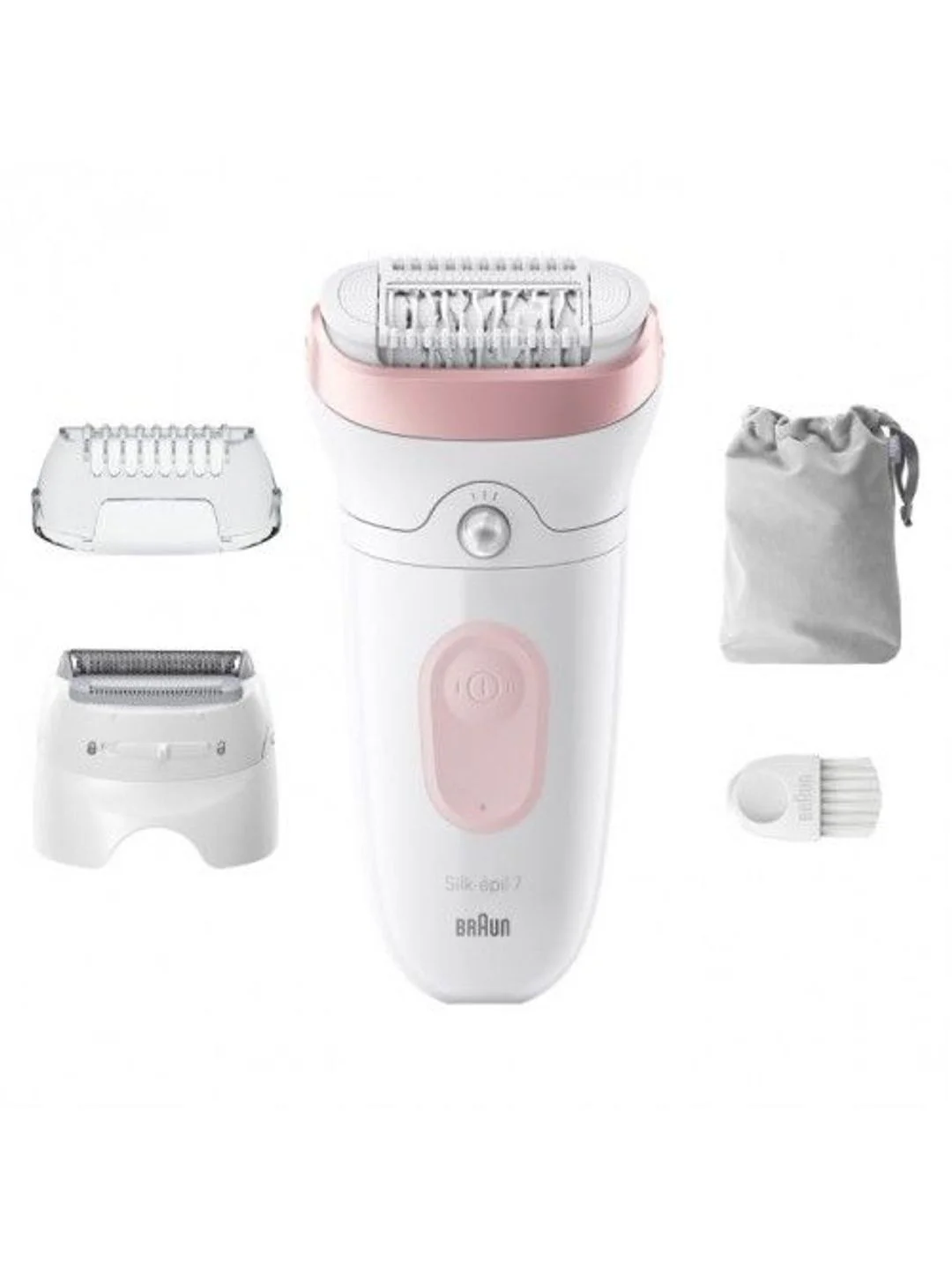 Розовый эпилятор Braun Silk-epil 7 SE7-030, Li-ion, сухая и влажная эпиляция, 40 пинцетов
