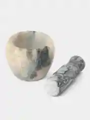 Серый меланж ступка с пестиком из мрамора, 10 см