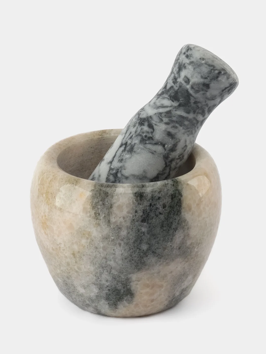 Серый меланж ступка с пестиком из мрамора, 10 см