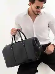 Черный сумка мужская дорожная, экокожа