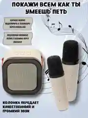 Розовый беспроводная колонка караоке с двумя микрофонами и rgb подсветкой