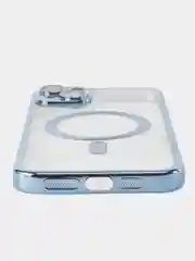 Противоударный чехол накладка для iPhone 14 Plus синий с magsafe