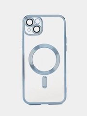 Противоударный чехол накладка для iPhone 14 Plus синий с magsafe