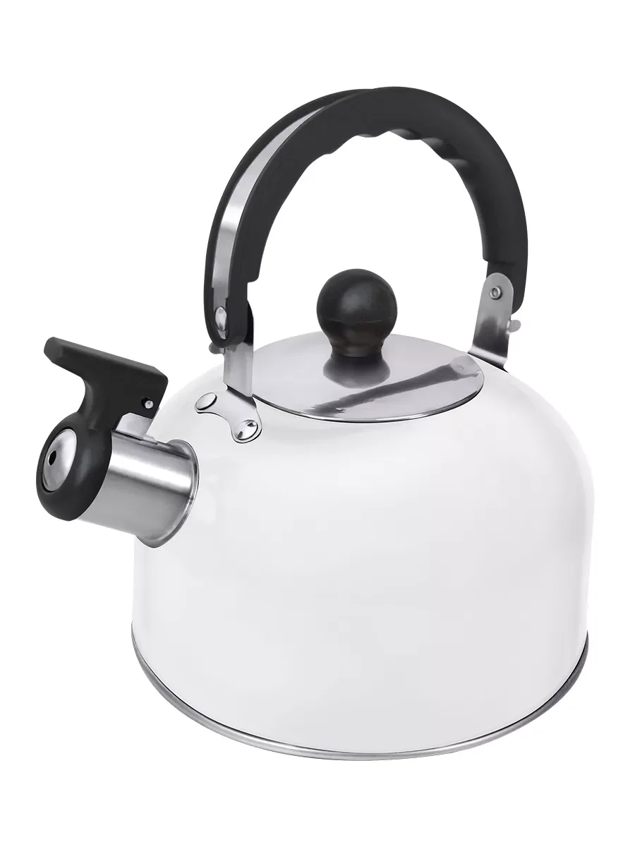 Серый металлик чайник со свистком HOME ELEMENT HE-WK1604B, белый матовый