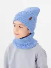 Голубой зимний комплект для мальчика 5- 12 лет . Зимняя шапка для мальчика