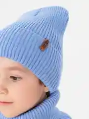Голубой зимний комплект для мальчика 5- 12 лет . Зимняя шапка для мальчика