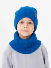 Лазурный зимний комплект для мальчика 5- 12 лет . Зимняя шапка для мальчика