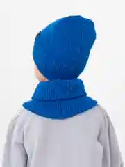 Лазурный зимний комплект для мальчика 5- 12 лет . Зимняя шапка для мальчика
