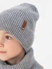 Серый зимний комплект для мальчика 5- 12 лет . Зимняя шапка для мальчика