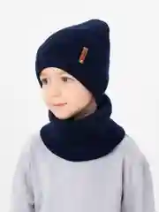 Синий меланж зимний комплект для мальчика 5- 12 лет . Зимняя шапка для мальчика
