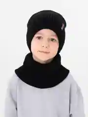 Черный зимний комплект для мальчика 5- 12 лет . Зимняя шапка для мальчика