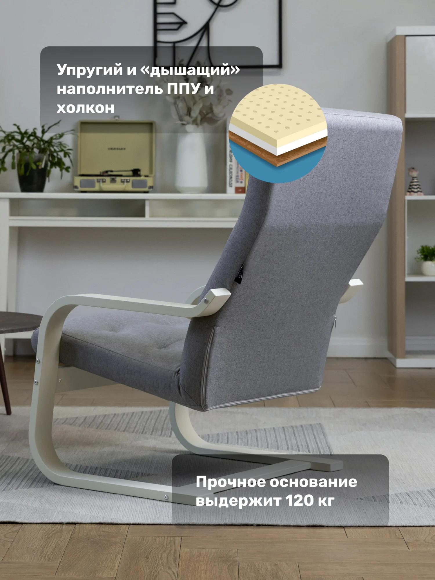 Серый мягкое кресло для отдыха в гостиную Альс