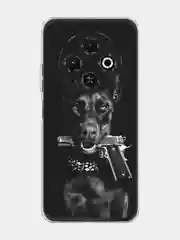 Серый металлик чехол на Tecno Spark 30C / Текно Спарк 30C прозрачный, с принтом, защита камеры