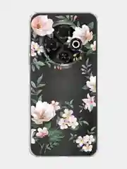 Пастельно-коралловый чехол на Tecno Spark 30C / Текно Спарк 30C прозрачный, с принтом, защита камеры