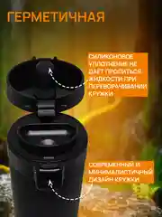 Термокружка UNIFICO Forte 400 мл, черная крышка, нержавеющая сталь черный софт-тач