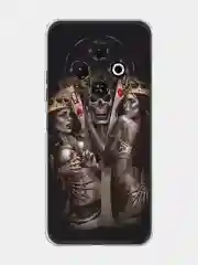Оливковый чехол на Tecno Spark 30C / Текно Спарк 30C прозрачный, с принтом, защита камеры