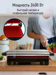 Черный электрогриль STINGRAY ST-SM1207A, режим барбекю, черный/сталь