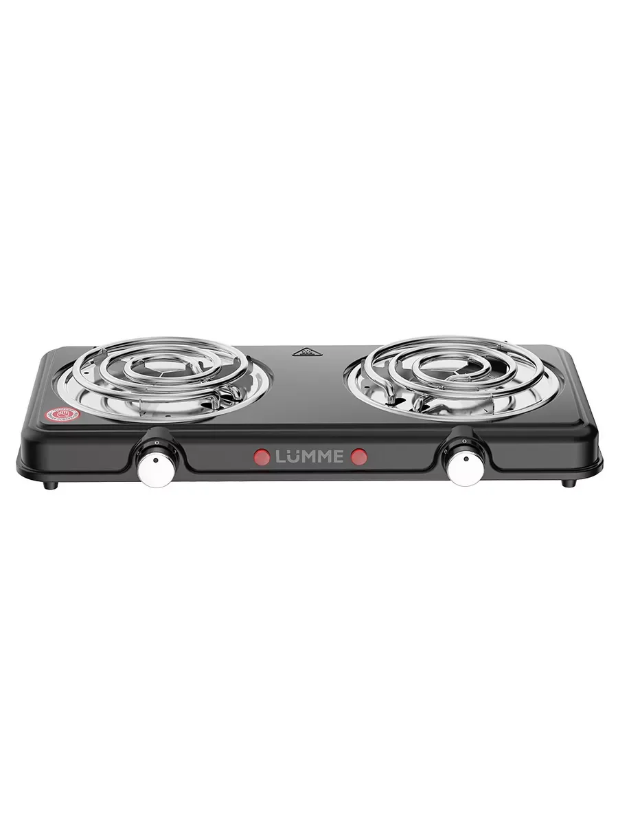 Черный электрическая плитка LUMME LU-HP3705A 2400W, 2 конфорки - спираль, диаметр - 13 см, черный
