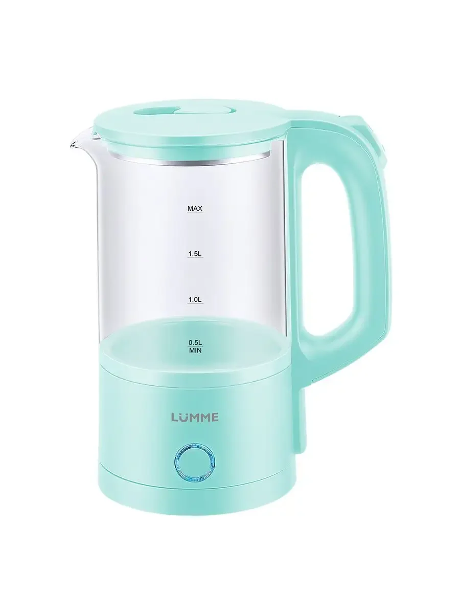 Бирюзовый чайник электрический стеклянный LUMME LU-4105 /1800W/ 1,8л/ светлая яшма