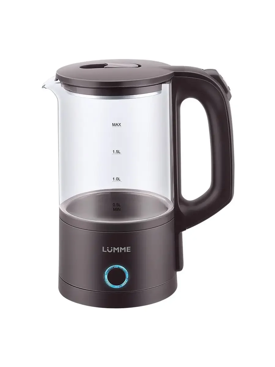 Коричневый чайник электрический стеклянный LUMME LU-4105 /1800W/ 1,8л/ коричневый оникс