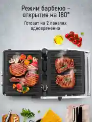 Черный электрогриль со съемными панелями STINGRAY ST-SM1205A, режим барбекю, черный/сталь