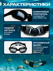 Синий очки для плавания и бассейна, взрослые, с берушами и чехлом, для водоемов, универсальные
