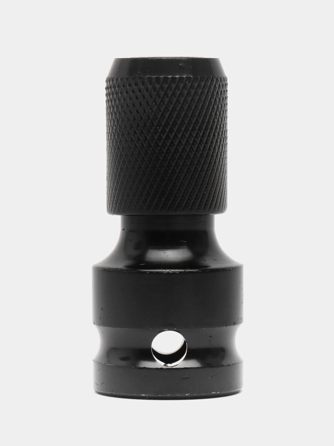 Черный переходник для гайковерта с 1/2" квадрат на шестигранник 1/4" HEX, быстросъемный адаптер