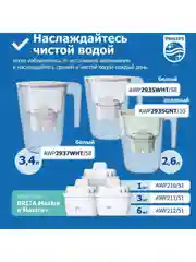 Белый фильтр-кувшин для воды Philips AWP2935WHT/58, электронный LED-индикатор ресурса,2,6л,белый