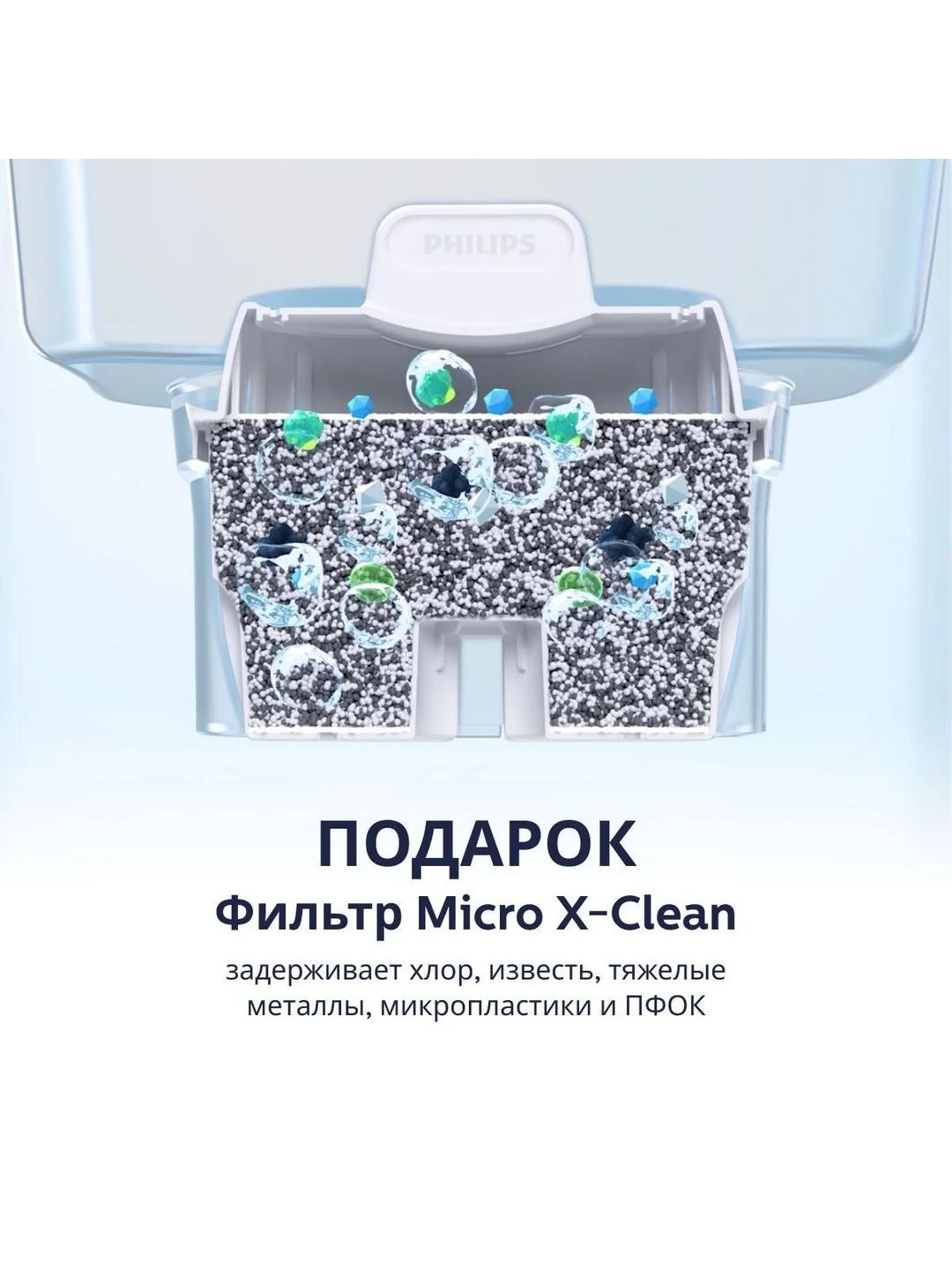 Прозрачный фильтр-кувшин для очистки воды Philips AWP2936BLT, 3л, с цифровым таймером