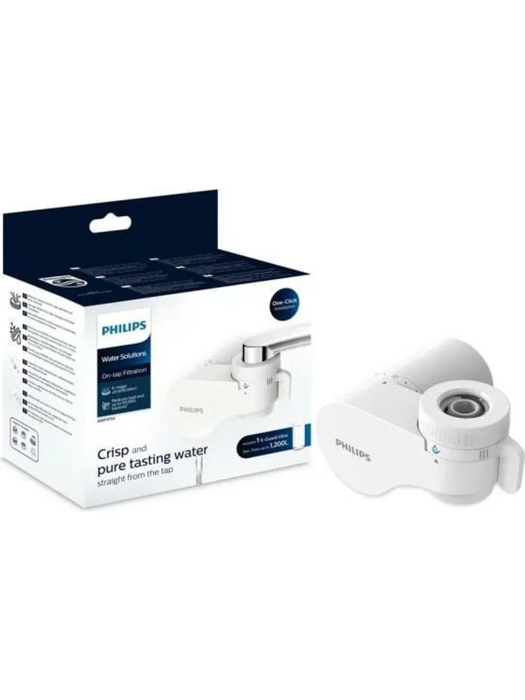 Серый фильтр для очистки воды на кран Philips AWP3754/10, скорость 1.6 л/мин, ресурс 1200 л