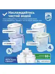 Светло-синий комплект кувшин для очистки воды Philips AWP2936BLT, 3л, сменные картриджи AWP230P3, 3шт