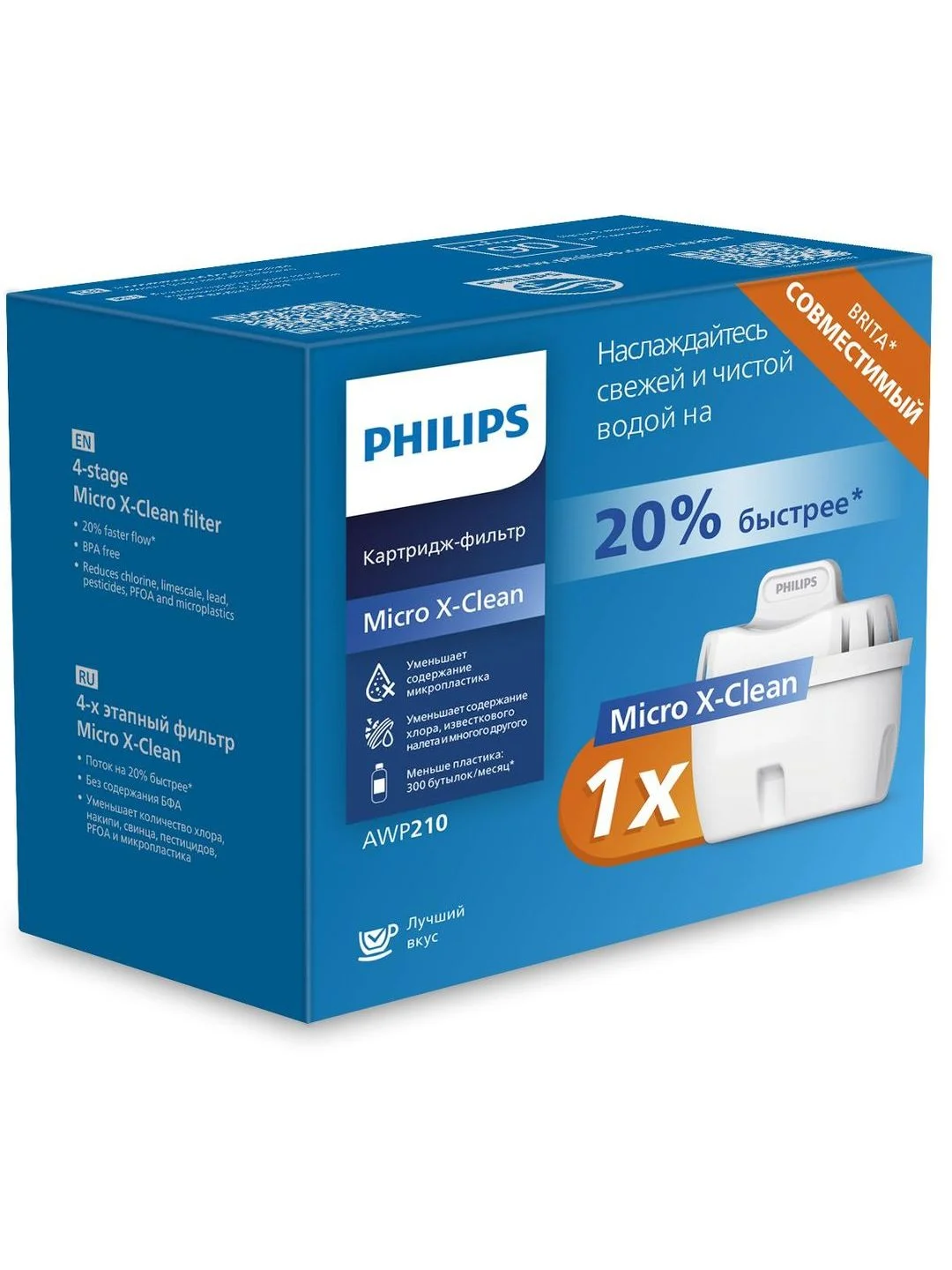 Прозрачный комплект: кувшин Philips AWP2938GNT/51, 4 л + сменный картридж Philips AWP210/51, 1 шт