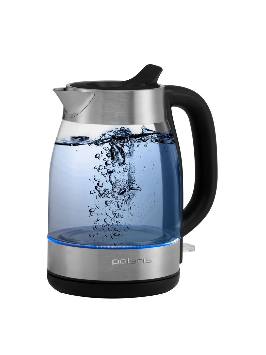 Серебряный чайник электрический Polaris PWK 1817CGL Water Way Pro, 1.8л, подсветка, матовый