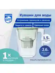 Зеленый фильтр-кувшин для очистки воды Philips AWP2935GNT/10, 2,6л, зеленый