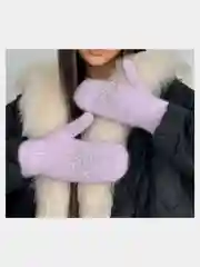 Лавандовый варежки женские с мехом внутри