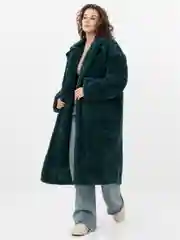 Тёмно-зелёный пальто женское, шуба Тедди